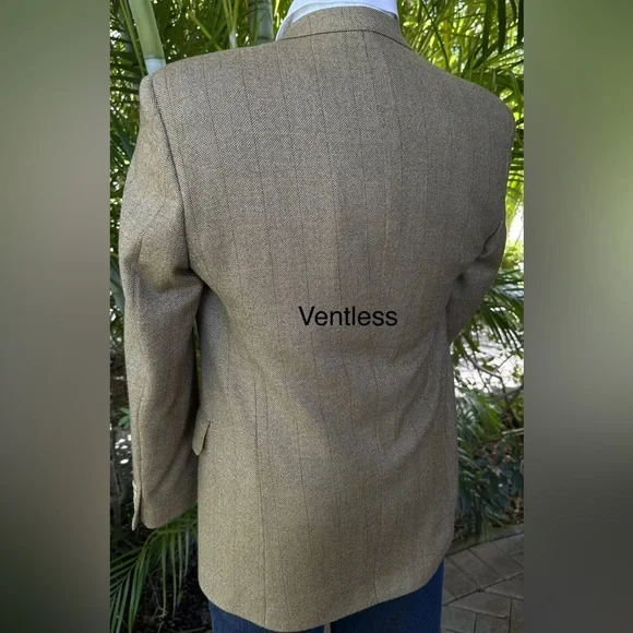 RALPH LAUREN MENS BLAZER SIZE 40 GOLD TAN HERRINGBONE SPORT COAT SUIT JACKET